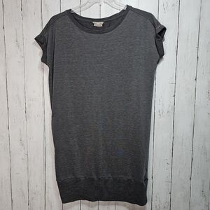 Royal Robbins Women's Gray Knit Rolled Sleeve Tunic Dress Size Small Zip Pocket.